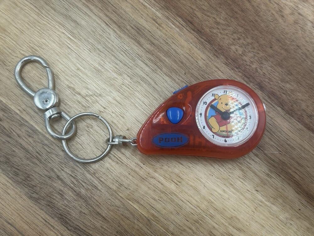 Vintage Disney Winnie the Pooh Fantasma Keychain Alarm Clock Flashlight Toy NOS